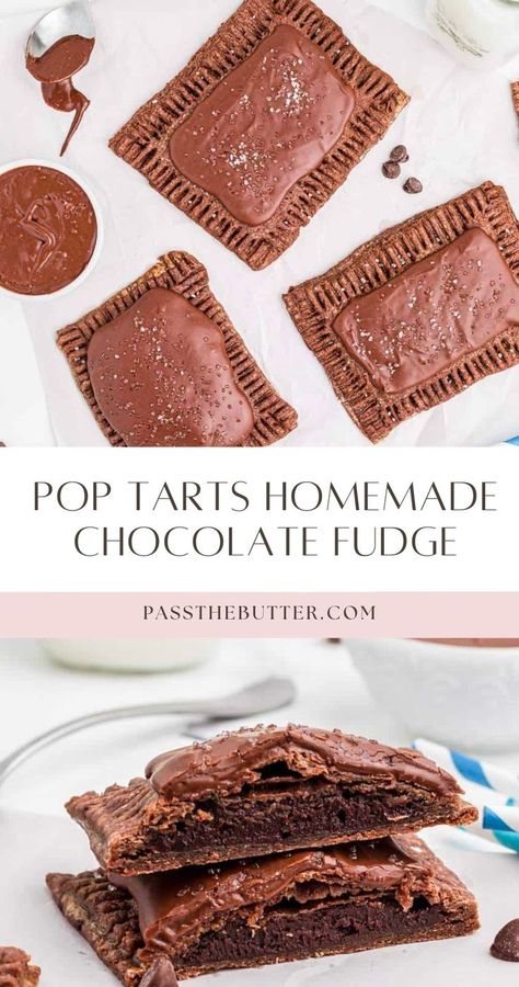 If you've been searching for a chocolate pop tart recipe, this is it! Learn how to make fudge pop tarts with this easy tutorial. Chocolate fudge pop tarts will bring you back to your childhood and are a fun afternoon snack the entire family will enjoy. Clean Cookies, Chocolate Pop Tarts, Hu Chocolate, Homemade Chocolate Fudge, Paleo Running Momma, Fudge Pops, Poptart Recipe, Dark Chocolate Fudge, Chocolate Pops