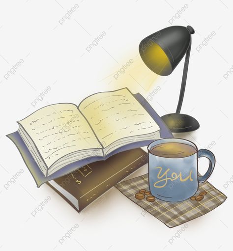 Table Lamp Drawing, Exam Wallpaper, Book Black And White, Night Reading, Reading Festival, Transparent Clipart, Reading Table, Blue Cups, Sketches Simple