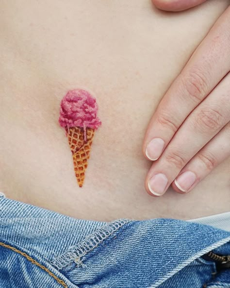 Ice Cream Tattoo, Botanical Tattoo Design, Thumb Tattoos, Unusual Tattoo, Simple Tattoos For Guys, Triangle Tattoos, Small Hand Tattoos, White Tattoo, Little Tattoos