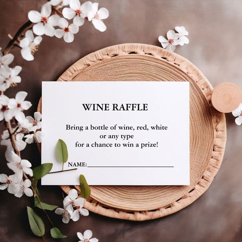 Elegant Minimalist Wine Raffle Bridal Shower Game Enclosure Card Wine Raffle, Enjoyable Exercise, Bridal Shower Wine, Bridal Shower Game, Bridal Shower Games, Shower Game, Enclosure Cards, Wedding Shower, Spring Wedding