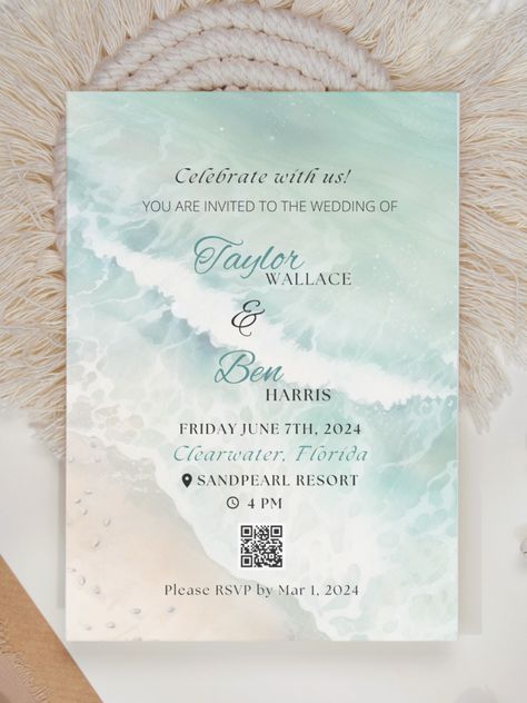 Picture of the Wedding Invitation ---Our Coastal Wedding Save The Date Invitations Templates are the perfect addition to your dream beach wedding. These invites have a Tropical Wedding Theme and are Downloadable Templates. Nautical Wedding Invitation Themed Templates wedding invitations templates come in many variations so check out our Etsy store! - Invite Download #17 Beach Theme Invitations, Beach Wedding Invitations Templates, Beach Wedding Invitations Ideas, Beach Wedding Invites, Beach Wedding Invitation, Spring Beach Wedding, Wedding Day Invitations, Beach Invitations, Beach Wedding White