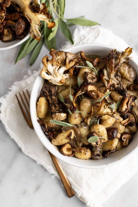 Creamy Mushroom and Sage Gnocchi - The Bold Appetite Sage Gnocchi, Sage Recipes, Kale Pasta, Dried Porcini Mushrooms, 30 Minute Meals Easy, Mushroom Cream Sauces, Fresh Sage, Dried Mushrooms, Roasted Mushrooms