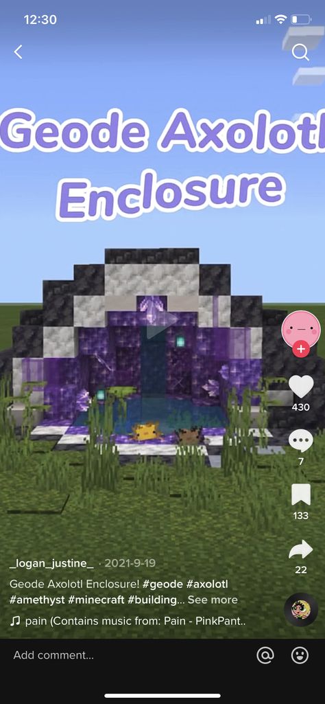 Geode Minecraft Builds, Amethyst Geode Minecraft, Minecraft Fairy Decor, Amethyst Room Minecraft, Amethyst Enchanting Room Minecraft, Plains Biome House Minecraft, Fairycore Minecraft Builds No Mods, Minecraft Cherry Blossom Biome House, Amethyst Cave Minecraft