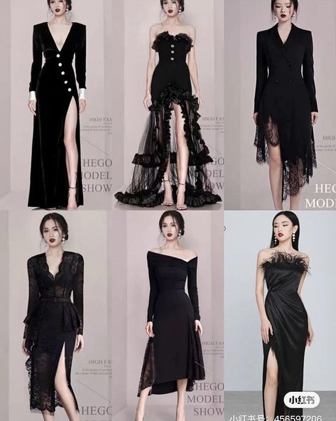 Korean Dress Party Night Long, Black Dress Korean Style Formal, Black Dress Outfit Party Night Classy, Korean Dress Party Night, Little Black Dress Outfit Party, Party Dresses For Women Night Classy, Long Black Dress Outfit, Black Dress Outfit Party, Black Dress Outfit