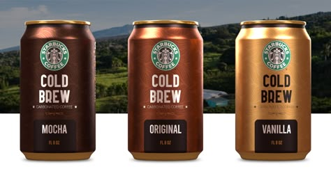 Cold Brew - carbonated Coffee - Starbucks on Behance Cold Brew Coffee Packaging Design, Cold Brew Branding, Iced Coffee Branding, Iced Coffee Packaging, Coffee Bottle Packaging, Cold Brew Design, Packaging Moodboard, Cold Brew Packaging, Energy Drinks Packaging