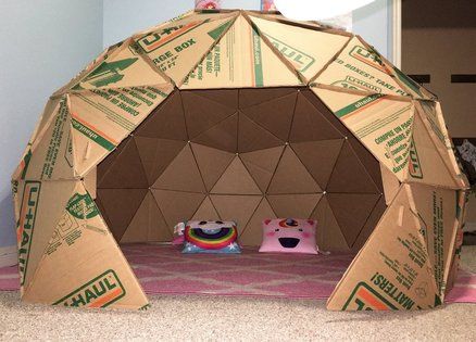 Geodesic Dome - Cardboard Cardboard Geodesic Dome, Cardboard Dome, Geo Dome, Geometric Dome, Sleeping Pods, Dome Structure, English Projects, Coban, Geometric Pattern Art