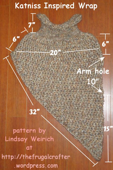 Katniss Cowl, New Hunger Games, The Frugal Crafter, Capelet Pattern, Neckline Pattern, Crochet Wear, Crochet Capelet, Crochet Neckline, Crochet Cowl Pattern