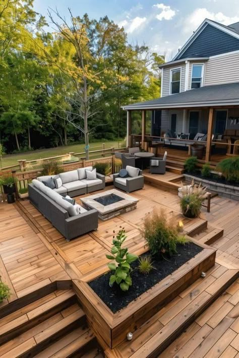 Above Ground Pool Small Deck, Backyard Decking Ideas, Deck Bed Ideas, Decking Ideas Outdoor, Double Deck Bed Ideas, Midwestern Landscape, Backyard Decking, Small Deck Ideas, Beginning Gardening