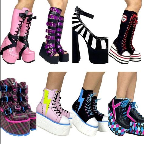 Monster High Stuff, Monster High Outfit Inspiration, Monster High Inspired Outfits, Halloween Grunge High-top Platform Boots, Monster High Boots, Unique Heels Weird Shoes, Yru Monster High Shoes, Yru Shoes Monster High, Monster High Shoes Irl