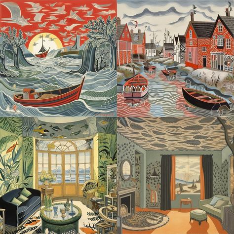 Edward Bawden style in Midjourney AI (V5.1, V5, V4, niji 5) | Illustrators | | Painter | Edward Bawden, CBE RA was an English painter, illustrator and graphic artist, known for his prints, book covers, posters, and garden metalwork furniture. Bawden taught at the Royal College of Art, where he had been a student, worked as a commercial artist and served as a war artist in World War II. | Andrei Kovalev's Midlibrary Edward Bawden Prints, Edward Bawden Illustration, Posters Album Covers, Eric Ravilious, Edward Bawden, Guy Bourdin, Hieronymus Bosch, Cyberpunk Character, Royal College Of Art