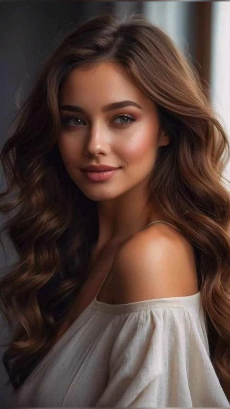 Face Shape Hairstyles, American Beauty, Happy Women, Beautiful Smile Women, Beauty Face, Bun Hairstyles, Woman Face, Brown Hair, Long Hair