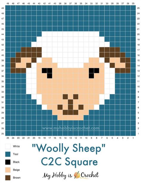 Woolly Sheep C2C Graph Sheep Perler Bead Patterns, C2c Sheep Pattern, Sheep Grid Pattern, Sheep Pixel Art, Sheep Tapestry Crochet, Cross Stitch Sheep Pattern, Sheep Cross Stitch Pattern Free, Crochet Pattern Graph, Sheep Cross Stitch