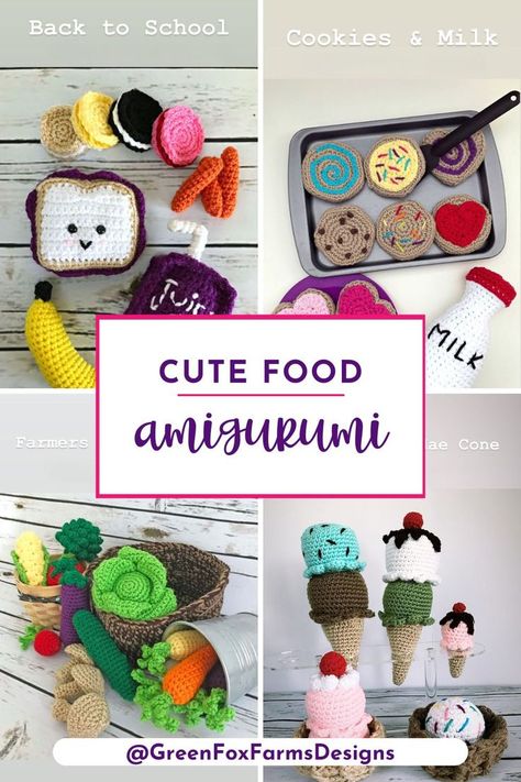 Crochet Pretend Food with Cute Amigurumi Patterns Kids Play Food, Patterns For Crochet, Scrap Yarn Crochet, Savory Treats, Cute Amigurumi, Japanese Crochet, Pretend Food, Crochet Baby Toys, Crochet Tips