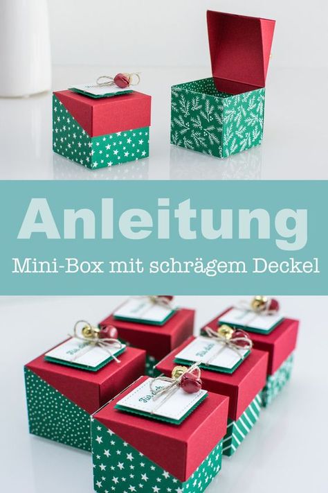 Stampin Up Weihnachten 2022, Stampin Up Boxes, Stampin Up 2022, Box Diy Ideas, Papercraft Box, Origami Wallet, Stampin Up Weihnachten, Stampin Up Anleitung, Mini Boxes