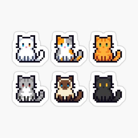 Cat Pixel Art, Pixel Art Sticker, Pixel Beads, Easy Pixel Art, Pixel Art Templates, Cool Pixel Art, Pixel Drawing, Pix Art, Pixel Art Games