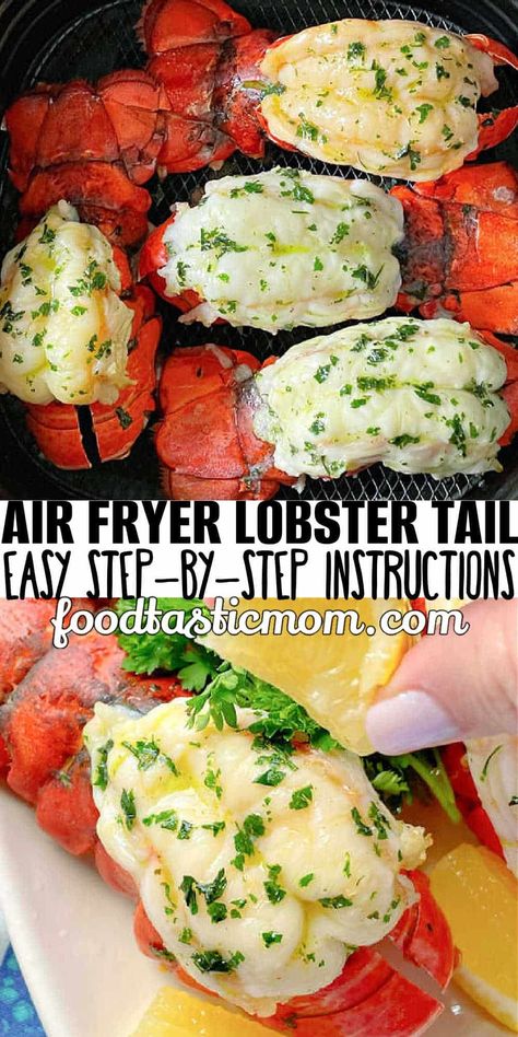 Air Fry Lobster Tail Recipe, Lobster Air Fryer, Lobster Tails In Air Fryer, Summer Dinner Recipes Air Fryer, Air Fryer Lobster Tails, Air Fryer Lobster, Fried Lobster Tail, Recipe For Air Fryer, Frozen Lobster