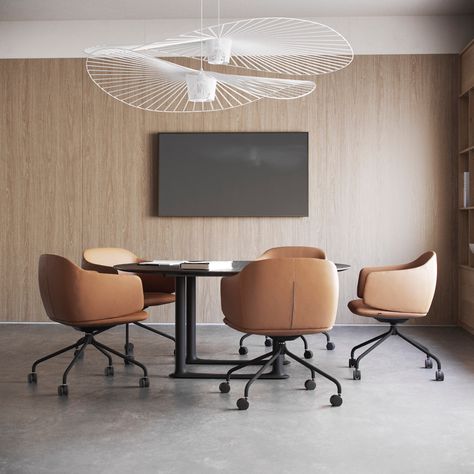 Leather chair enclosing conference wheels Meeting Room Design Creative, Board Room Design, Conference Table Chairs, Norwegian Furniture, Conference Room Design, Meeting Room Design, Meeting Room Table, Boardroom Chairs, Round Table Decor