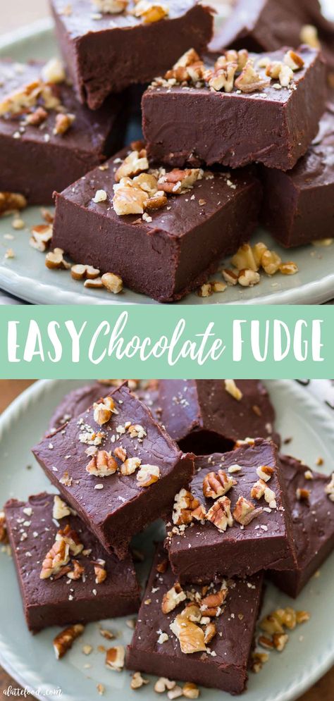 This Easy Chocolate Fudge Recipe is made with just a few ingredients and it comes out perfectly every single time! You don’t need a candy thermometer or any fancy tools either. #fudge #dessert #chocolate #christmas Dark Fudge Recipes, Chocolate Fudge With Sweetened Condensed Milk, Fudge Recipes Easy Condensed Milk, Dark Chocolate Fudge Recipe, Sweetened Condensed Milk Fudge, Condensed Milk Fudge, Fantastic Fudge, Best Chocolate Fudge Recipes, Easy Chocolate Fudge Recipe