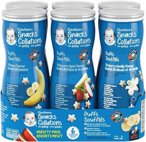 Baby Food Puffs, Gerber Puffs, Baby First Finger Foods, Healthy Baby Snacks, Walmart Food, Gerber Snacks, First Finger Foods, Gerber Baby Food, Baby Puffs