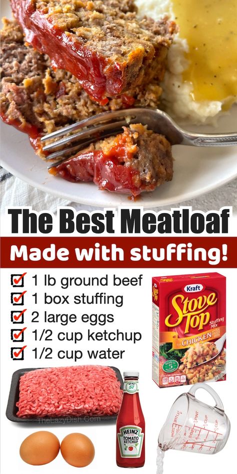 Meatloaf Made With Stuffing, Stuffing Thanksgiving, The Best Meatloaf, Stove Top Stuffing, Homemade Meatloaf, Good Meatloaf Recipe, Thanksgiving Menu Ideas, Best Meatloaf, Healthy Thanksgiving