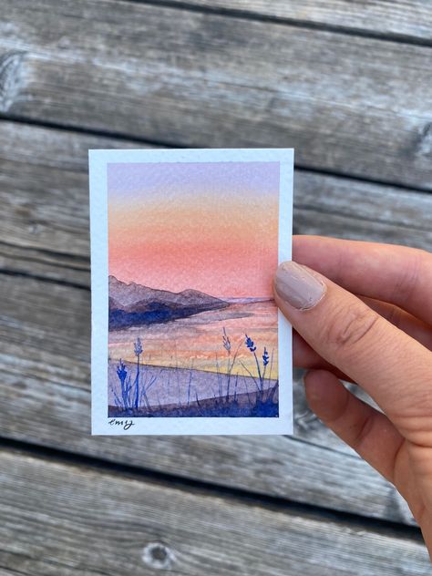 - Handpainted original watercolor  - 2.5" by 3.5" - Free Shipping Water Colour Mini Paintings, Mini Watercolor Painting, Small Watercolor, Mini Watercolor, Landscape Mini Paintings, Mini Watercolor Paintings, Watercolor Mini Landscapes, Tiny Watercolor Landscapes, Miniature Watercolour Painting