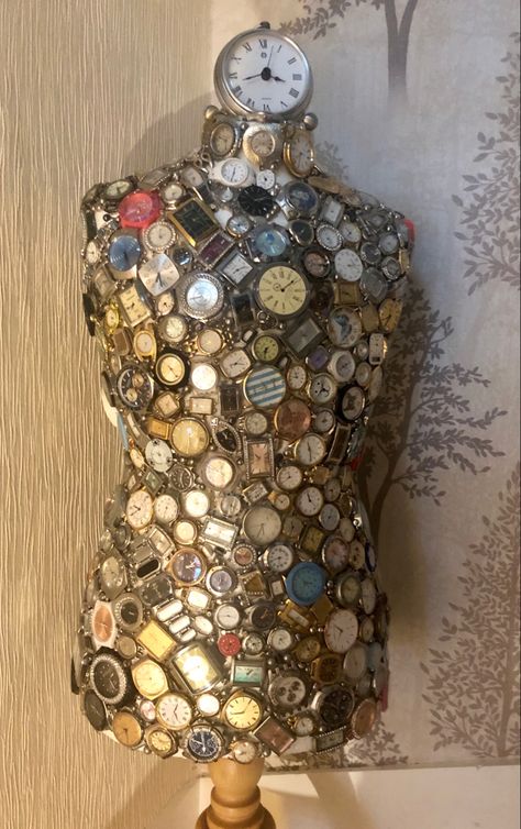 SOLD - Small mannequin I covered in unwanted watches Mosaic Mannequin, Small Mannequin, Upcycled Projects, Mosaic