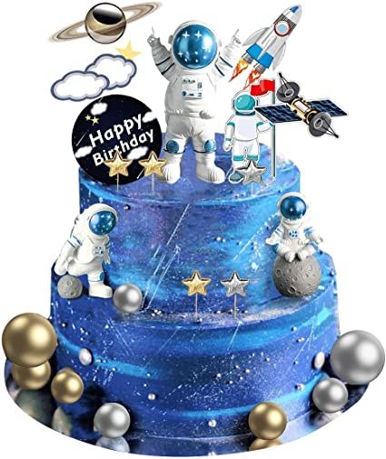 Amazon.com: 22 Pcs Space Cake Topper,Space Cupcake Toppers Astronaut Figurine Birthday Outer Space Themed Party Decorations Supplies Planet Rocket Pearl Balls and Star DIY Cake Toppers for Kids Party Baby Shower : Grocery & Gourmet Food Dessert Bord, Space Cupcakes, Rocket Cake, Galaxy Cake, Diy Cupcake, Birthday Party Desserts, Space Theme Party, Outer Space Party, Cake Decorating Set