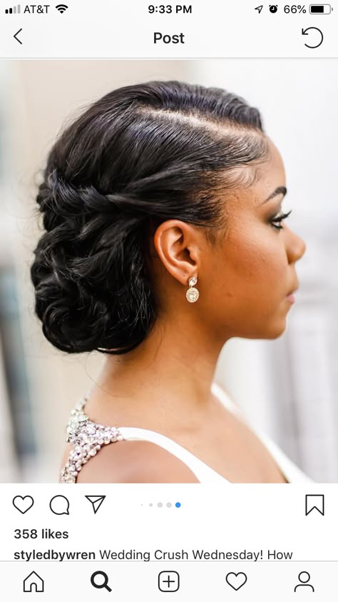 Mother Of The Bride Hairstyles Black Women, Low Bun Wedding Hair Black Women Natural Hair, Sleek Low Bun Wedding Hair Black Women, Curly Updos For Medium Hair Black Women Wedding, Soft Updo Black Women, Updo Wedding Hair Black Women, Short Hair Wedding Styles Black Women, Natural Hair Updo Wedding Black Women High Bun, Black Wedding Hairstyles Bridesmaid Natural Hair