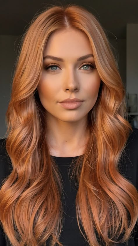 Style Copper Hair with Peach & Copper Blonde Blend Copper Peach Blonde Hair, Blond Ginger Hair, Strawberry Blonde Copper Hair, Copper Strawberry Blonde Balayage, Ginger Peach Hair, Dark Peach Hair, Apricot Blonde Hair, Copper Hair Blonde, Blonde Hair With Copper Highlights