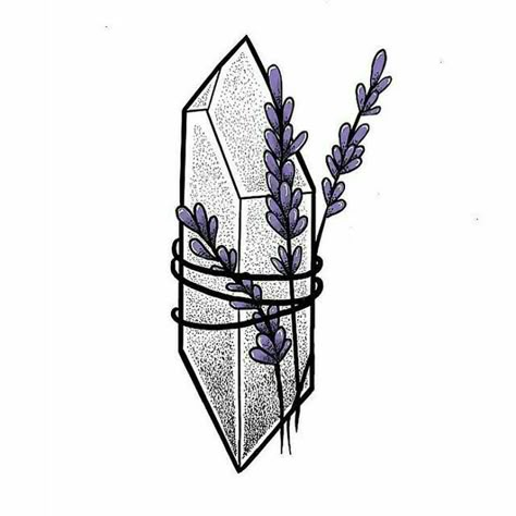 January Art, Crystal Tattoo, Lavender Tattoo, Kunst Tattoos, Crystal Drawing, Tattoo Stencils, Piercing Tattoo, Cool Art Drawings, Tattoo Sketches