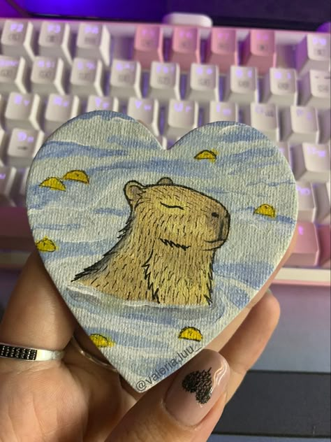 Capybara Drawing Art, Capybara Sketch, Capybara Painting, Capybara Drawing, Capybara Art, Mini Toile, Drawing Cartoon Characters, Simple Canvas Paintings, Easy Canvas Art