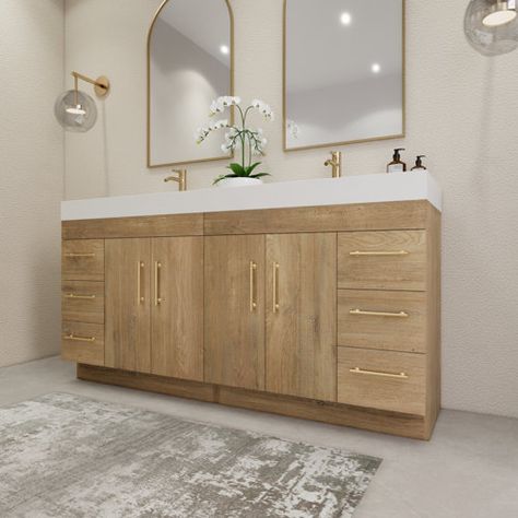 Morenobath 84" Double Bathroom Vanity Set | Wayfair 72 Inch Bathroom Vanity Double Sinks, 72 Inch Bathroom Vanity, Bathroom Vanity Double Sink, Oak Bathroom Vanity, Oak Bathroom, Wood Bathroom Vanity, Floating Bathroom Vanity, Wooden Bathroom, Double Vanity Bathroom