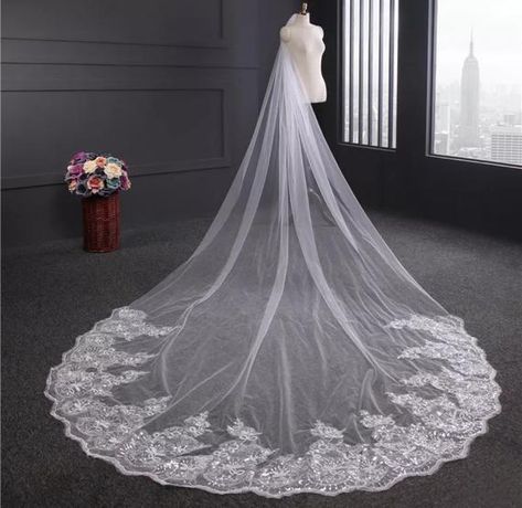 Extra Wedding, Cheap Wedding Veil, Mantilla Veil Wedding, Cathedral Length Wedding Veil, Lace Edge Veil, Tulle Wedding Veil, Long Veil Wedding, Cathedral Bridal Veils, Cathedral Wedding Veils