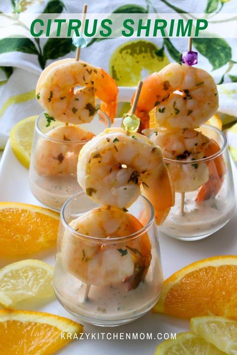 Orange Themed Appetizers, Citrus Appetizer Recipes, Fancy Shrimp Appetizers, Savory Lemon Appetizers, Summer Shrimp Appetizers, Appetizer Recipes Shrimp, Citrus Appetizers, Shrimp Recipes Appetizers, Appetizers With Shrimp