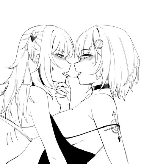 Gl Drawing Pose, Yuri Bases Drawing, Gl Animes Spicy, Spicy Gl Mangas, 2 People Poses Drawing Reference Couple Spicy, Lesbian Drawing Base, Fanart 18plus Wlw, Wlw Kiss Spicy Fanart, Gl Drawing