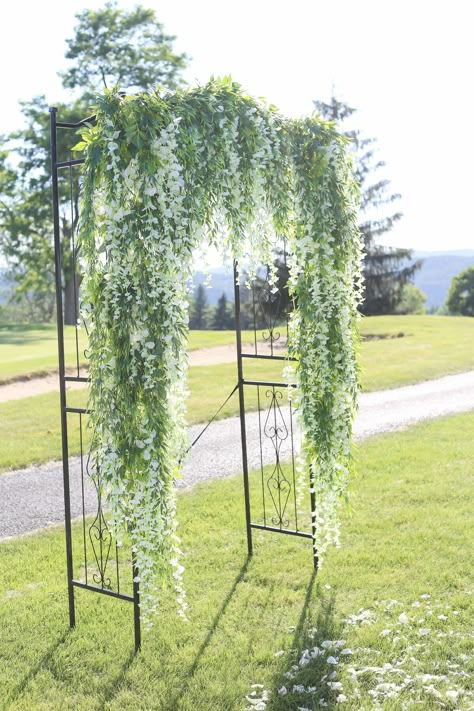 Garden Arch With Flowers, Hanging Wisteria Wedding Arch, White Wisteria Wedding Arch, Wisteria Chandelier Wedding, Wisteria Arch Wedding, Oval Wedding Arch, Wisteria Wedding Backdrop, Wisteria Wedding Arch, Wisteria Wedding Decor