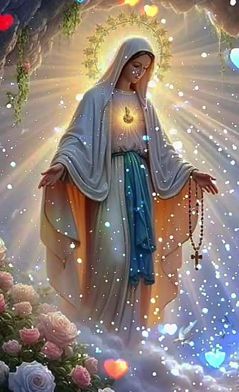 Mother Mary Wallpaper, Lode A Dio, Mary Jesus Mother, Mother Mary Pictures, Angel Wings Art, Jesus Mother, Mother Mary Images, Gold Art Painting, Merry Christmas Pictures