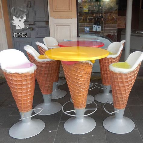 Furniture Shaped Like Food, Trap House Decor, Ice Cream Chairs, 2023 Decorations, Food Furniture, Cream Chair, Cream Furniture, 2023 Funny, Ice Cream Business