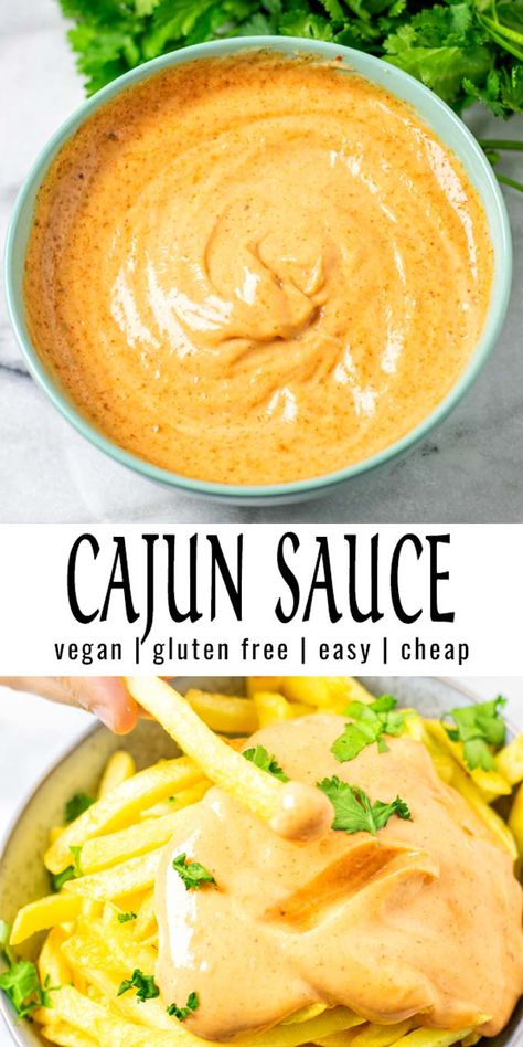 This easy Cajun Sauce recipe is creamy, vegan, ready in 1 minute, budget friendly and versatile. Check out how to make this at home and use it with fries, pasta, salads, bowls, sandwiches. #vegan #dairyfree #vegetarian #glutenfree #contentednesscooking #dinner #mealpreep #lunch #condiment #cajunsauce Cajun Sauce Recipe, Cajun Pasta Sauce, Vegan Cajun, Salads Bowls, Easy Cajun, Cajun Sauce, Cajun Pasta, Homemade Sauce Recipes, Condiment Recipes