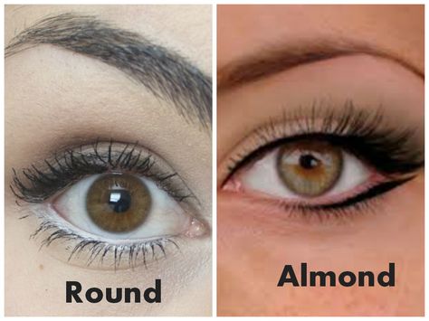 Round Almond Eyes | So what eye shape have you got? And what are your top tips… Makeup For Round Eyes, Eyeliner For Almond Eyes, Almond Eye Makeup, Eyeliner Shapes, Eyeliner Tips, Eyeliner Designs, Drawing Bases, Makeup 2018, Almond Shaped Eyes