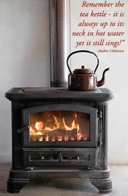 Remember the tea kettle - it is always up to its neck in hot water, yet it still sings!!! ~unknown Best Camping Stove, Fireplace Style, Furnace Filters, Off Grid Cabin, Heat Pipe, Modern Appliances, Pellet Stove, Camping Stove, Celebration Quotes