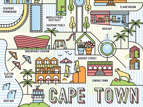 We were commissioned by Pure Publishing to create this map of Cape Town, which was applied as a pattern to various products. Cape Town Map, Best Travel Journals, Town Drawing, Clifton Beach, Cape Dutch, Illustrated Maps, Town Map, Illustrated Map, Southern Africa