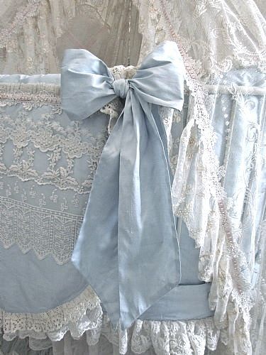 Ladylimoges Rococo Aesthetic, Decoration Shabby, Blue Cottage, Bleu Pastel, Linens And Lace, Baby Crib, Love Blue, Blue Bow, Boy Blue