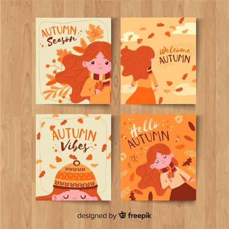 Autumn Cards, Autumn Illustration, Retro Logos, Hand Draw, Postcard Design, Painting Gift, Fall Cards, Fall Wallpaper, Fall Design