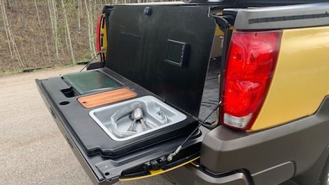 The Original Base Camp Factory Overlander Was... a Custom Chevy Avalanche Chevy Avalanche Camping, Custom Chevy Avalanche, Avalanche Truck, Camping Utensils, Truck Storage, Propane Stove, Chevy Avalanche, Two-way Radios, Sports Camp