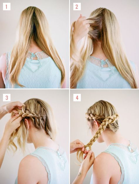 Hair Tutorial: Loose Halo Braid | Green Wedding Shoes Wedding Blog | Wedding Trends for Stylish + Creative Brides Halo Braid Tutorials, Cosmetology Ideas, Braid Updo Tutorial, Halo Braids, Braided Crown, Hype Hair, Halo Braid, Everyday Hair, Chop Chop