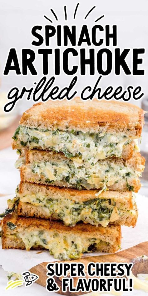 Spinach Artichoke Grilled Cheese Spinach Artichoke Chicken Panini, Spinach Artichoke Grilled Cheese Sandwich, Spinach Melt Sandwich, Spinach Dip Grilled Cheese, Spinach Artichoke Dip Grilled Cheese, Spinach Artichoke Sandwich, Spinach And Artichoke Grilled Cheese, Artichoke Sandwich Recipes, Marinated Artichokes Recipes