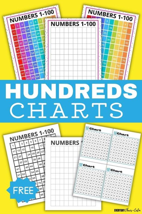 100 Chart Printable, 100 Number Chart, Hundreds Chart Printable, Hundred Chart, Count To 100, 100's Chart, Learning To Count, Counting To 100, Number Chart