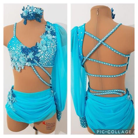 Teal Lyrical Dance Costume, Dance Competition Costumes Jazz, Majorette Costumes, Baton Twirling Costumes, Dance Moms Costumes, Solo Dance Costumes, Twirling Costumes, Cute Dance Costumes, Pretty Dance Costumes