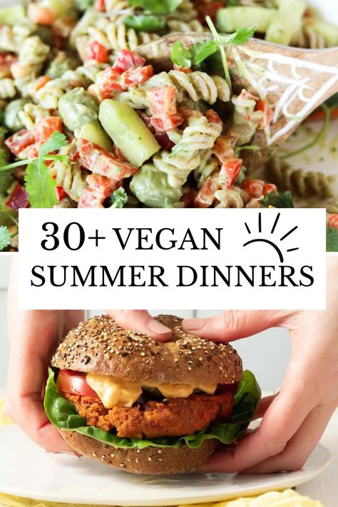 summer dinner recipes Easy Summer Vegan Dinners, Cold Vegan Dinner, Vegan Summer Meal Prep, Vegan Dinner Options, Summer Meals Vegan, Lite Meals For Summer, Summer Vegan Meals Dinners, Summer Vegan Recipes Dinner, Vegan Dinner Salad